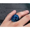 JAJAFOOK Blue Skull Flower Gothic Biker Classic Men's Stainless Steel Vintage Ring