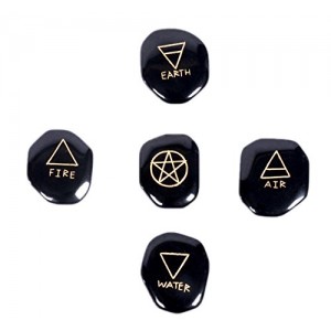 Black Jasper 5 Element Flat Tumbled Stones Genuine Earth Wiccan Pagan Pouch Yellow Color Engraved Air Water Earth Fire Spirit Black Jasper 5 Element Flat Tumbled Stones Genuine Earth Wiccan Pagan Pouch Yellow Color Engraved Air Water Earth Fire Spirit