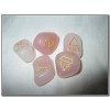 New Rose Quartz 5 Element Tumbled Stones Thick Genuine Earth Wiccan Pagan Pouch Gift Air Water Earth Fire Spirit Pentacle Star Spiritual Psychic Me...