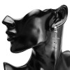 JewelrieShop Cross Tassel Stainless Steel Urban Huggie Hinged Hoop Dangle Earrings