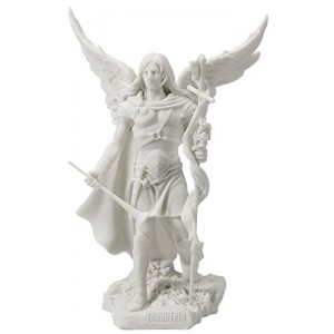 Archangel Saint Gabriel with Cross and Trumpet Statue Sculpture (White) Archangel Saint Gabriel with Cross and Trumpet Statue Sculpture (White)