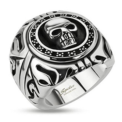 STR-0156 Stainless Steel Skull Shield Wide Cast Ring (10)