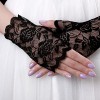 JISEN Lace Fingerless Rose Gothic Wrist wedding Party Gloves Black
