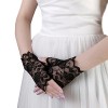 JISEN Lace Fingerless Rose Gothic Wrist wedding Party Gloves Black