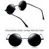 Joopin-Round Retro Polaroid Sunglasses Driving Polarized Sun Glasses Men Steampunk Vintage (Black Grey)