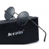 Joopin-Round Retro Polaroid Sunglasses Driving Polarized Sun Glasses Men Steampunk Vintage (Black Grey)