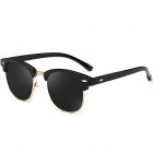 Joopin Semi Rimless Polarized Sunglasses Women Men Retro Brand Sun Glasses (Brilliat Black Frame, Simple packaging)