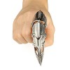 JOVIVI 1pc Men's Silvery Armour Knuckle Full Finger Double Ring Punk Rock Gothic Cool