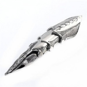 JOVIVI 1pc Men's Silvery Armour Knuckle Full Finger Double Ring Punk Rock Gothic Cool