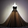 Kivary Sweetheart Black Tulle Gold Lace Corset Ball Gown Gothic Prom Wedding Dresses US 20W