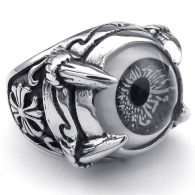 KONOV Stainless Steel Gothic Dragon Claw Evil Eye Ring