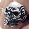 KONOV Vintage Gothic Skull Biker Stainless Steel Mens Ring, Silver