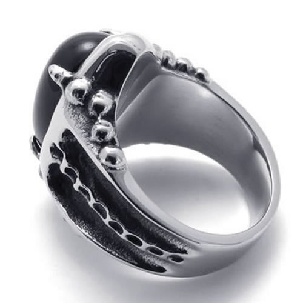 Men's Large Stainless Steel Dragon Claw Ring With CZ Stones - Gothic Knight Vintage Style Statement Ring 9 thumbnail image