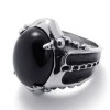 KONOV Jewelry Vintage Stainless Steel Gothic Dragon Claw Biker Mens Ring, Oval Agate, Black Silver, Size 7