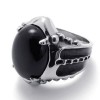 KONOV Jewelry Vintage Stainless Steel Gothic Dragon Claw Biker Mens Ring, Oval Agate, Black Silver, Size 7