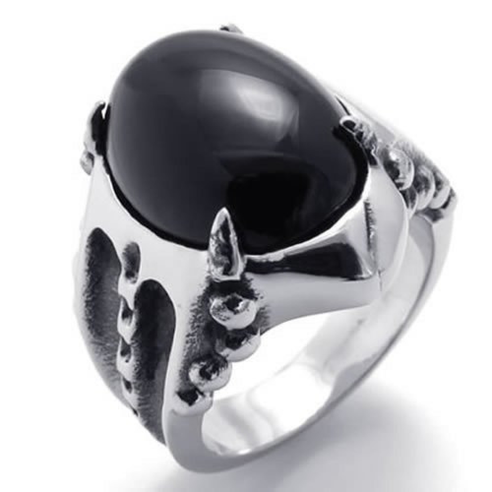 PAURO Collana Uomo Gotico Biker Con Artiglio Di Drago E Cristallo - Ciondolo In Acciaio Inox 316L, Ipoallergenico, Regalo