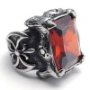 Size 7 - KONOV Jewelry Vintage Stainless Steel Band Red Crystal Gothic Dragon Claw Biker Men's Ring