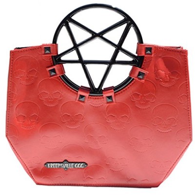 Vinyl Red Pentagram Handle Purse Gothic Halloween Kreepsville 666 Handbag