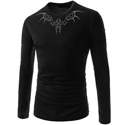 LANBAOSI Long Sleeves Special Symmetrical Gothic Tattoo Totem Printed Tees