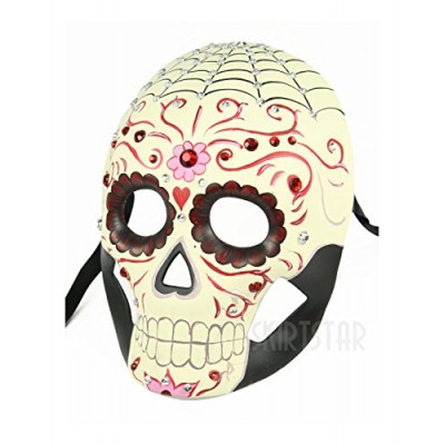 Women's Day The Dead Dia de Los Muertos Mask Crystals (Red)