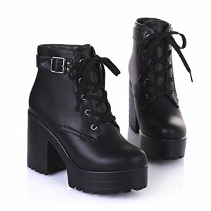 Latasa Women's Fashion Platform Ankle-high High-heel Chunky Boots, Lace-up Martin Boots (10, black) Latasa Women's Fashion Platform Ankle-high High-heel Chunky Boots, Lace-up Martin Boots (10, black)