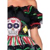 Leg Avenue Women's 2 Piece Day Of The Dead Doll Costume, Black/Multi-Colored, Small/Medium