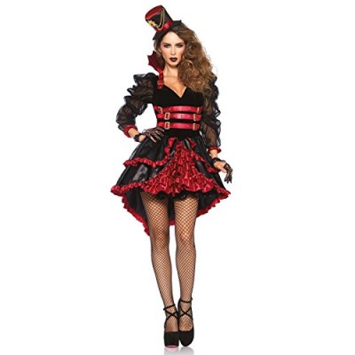 Leg Avenue Women's Victorian Vamp Steampunk Costume, Black/Burgundy, Small