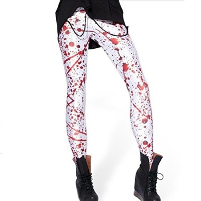 Ulike2- Gothic Punk Blood Splatter Leggings Tights Pants Hallowmas Legging (XL)