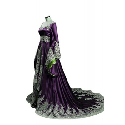 Lemai High Low Vintage A Line Gothic Prom Evening Dresses Beaded Sequins Corset Purple and Green US 10