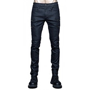 Skinny Black Stretch Twill Waxed Moto Jeans 