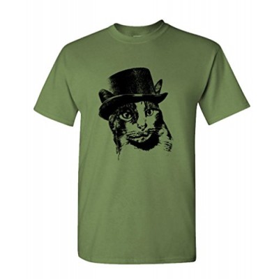 ORANGE CHARLES STEAMPUNK CAT - kitty Tee Shirt T-Shirt, 3XL, Military