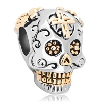 LovelyJewelry Day of the Dead Decorated Rose/heart /Cross Skull Bead-dia De Los Muertos For Bracelets