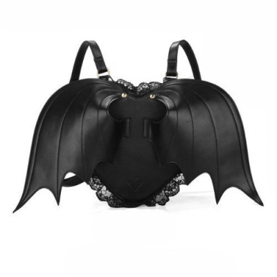 Makerfire Novelty Black Bat Wings Backpack Wing Gothic Goth Punk Lace Lolita Bag