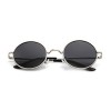 Menton Ezil Round Vintage Mirror Lenses UV protection Polarized unisex Small Hippie Syle Sunglasses for Men With Black Silver Metal Frame Black Len...