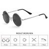 Menton Ezil Round Vintage Mirror Lenses UV protection Polarized unisex Small Hippie Syle Sunglasses for Men With Black Silver Metal Frame Black Len...