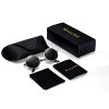 Menton Ezil Round Vintage Mirror Lenses UV protection Polarized unisex Small Hippie Syle Sunglasses for Men With Black Silver Metal Frame Black Len...