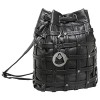 MG Collection IVY Black Studded Cross Woven Bucket Tote Style Backpack