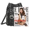 MG Collection IVY Black Studded Cross Woven Bucket Tote Style Backpack