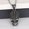 Men's Large Heavy Punk Rock Stainless Steel Gothic Skull Biker Pendant Necklace, 24" Link Chain