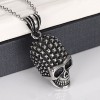 Men's Large Heavy Punk Rock Stainless Steel Gothic Skull Biker Pendant Necklace, 24" Link Chain