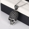 Men's Large Heavy Punk Rock Stainless Steel Gothic Skull Biker Pendant Necklace, 24" Link Chain