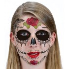 Black Lacey Web Sugar Skull Day of the Dead Temporary Face Tattoo