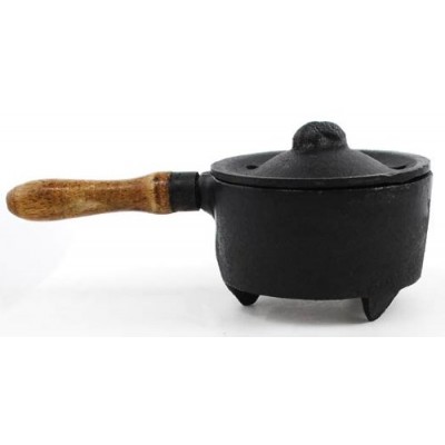 New Age Cast Iron Incense Burner with Wooden Handle