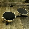 NIKKIEYEWEAR - Vintage Gothic Steampunk Embossed Side Shields Sunglasses (Gold Frame - Black Lens)