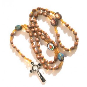 Gorgeous Gift! Saints Olive Wood Rosary Beads Cross Necklace / Pendant Crucifix Chain Rosario Rosery Chaplet Holy Prayer Pray Anglican Men Women Mi...
