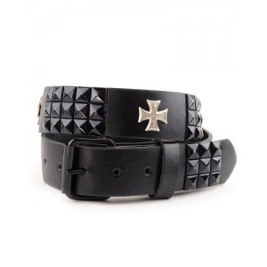 NYfashion101 Snap On Very Rare 80's Pyramid Stud Faux Leather Belt w/Gothic Cross L NYfashion101 Snap On Very Rare 80's Pyramid Stud Faux Leather Belt w/Gothic Cross L