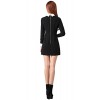 Goldensat Women Lapel Zip Back Long Sleeve Peter Pan Collar Dress Small Black