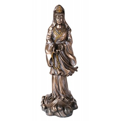 Pacific Giftware Bronze Kuan Yin Kwan Ying Statue Figure Deity Chinese Goddess of Compassion