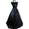 Partiss Women Bowknot Floor-length Ruffles Gothic Victorian Lolita Dress, XS, Black