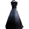 Partiss Women Bowknot Floor-length Ruffles Gothic Victorian Lolita Dress, XS, Black